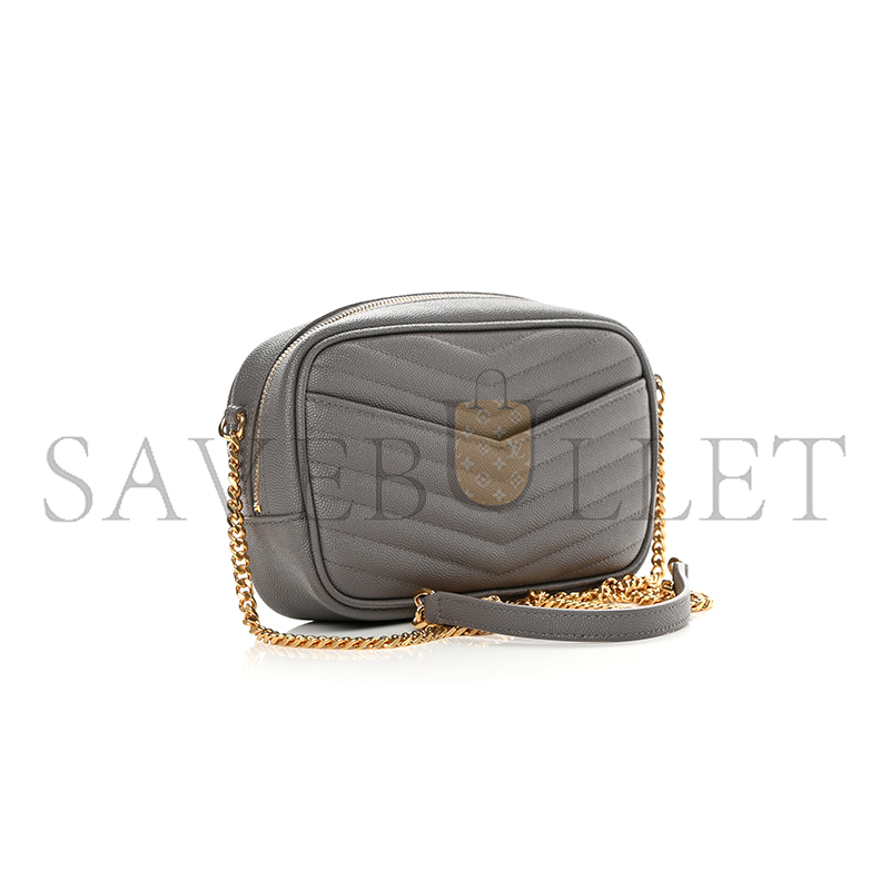 YSL MINI LOU QUILTED CAMERA BAG NATURAL GREY 1203358 (19*10.5*5cm)